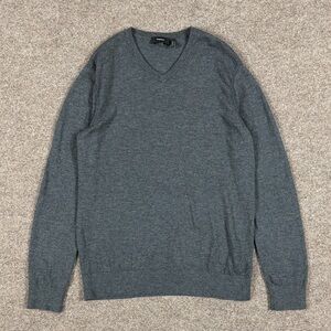 Theory Dark Heather Grey Lightweight Merino Wool V-Neck Pullover Sweater Men’s M
